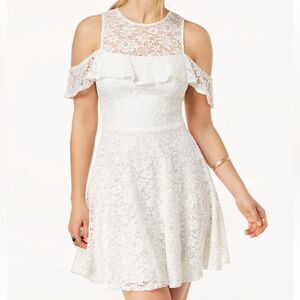 B Darlin white cold shoulder lace dress